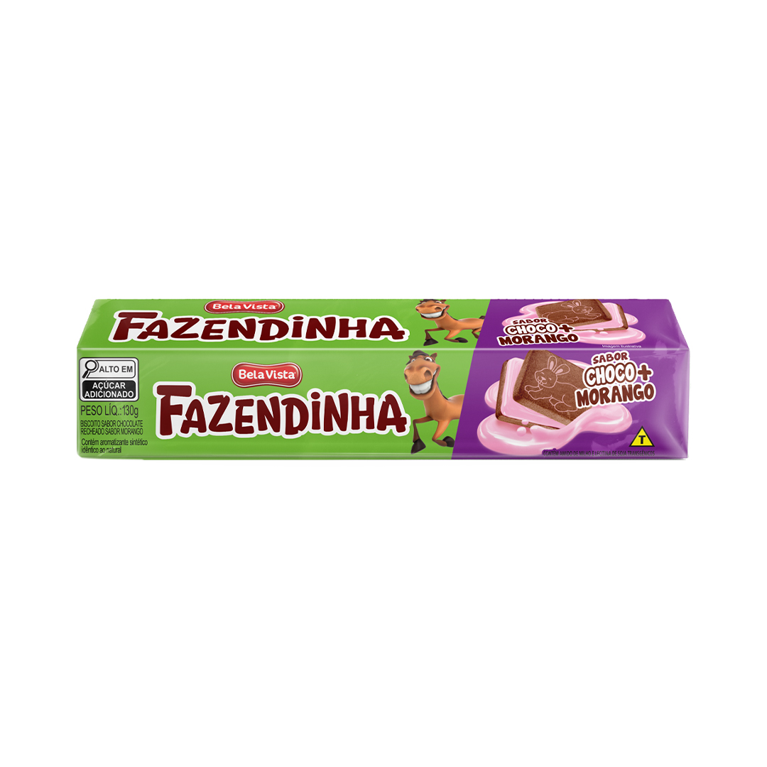 Biscoito Fazendinha Recheado Chocolate e Morango 130g